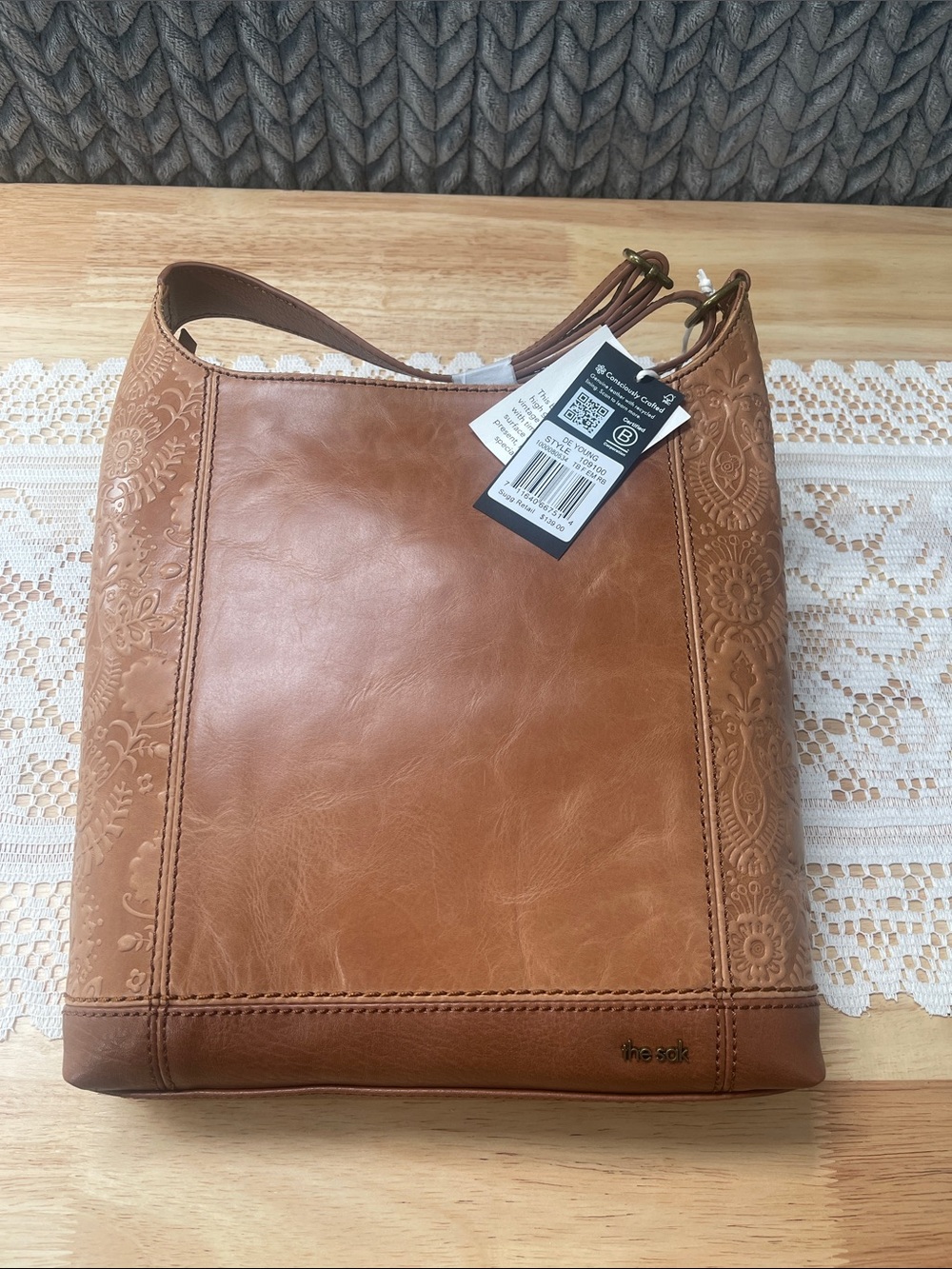 The Sak Embossed Leather Shoulder Bag - Brown De young style